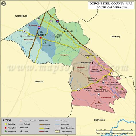 Dorchester County Map, South Carolina