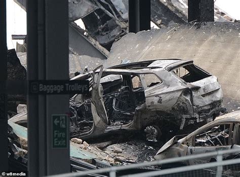 Moment Luton airport car park COLLAPSES after Range Rover explodes - I ...