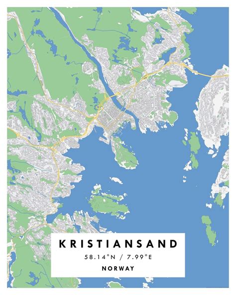 KRISTIANSAND City Digital Map Poster – Geographical | Maps & More