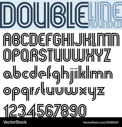 Double line retro style geometric font Royalty Free Vector