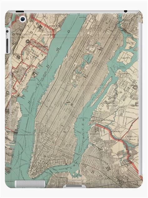 "Vintage Map of New York City (1890)" iPad Cases & Skins by BravuraMedia | Redbubble