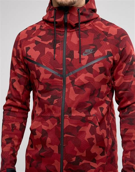 Lyst - Nike Tech Fleece Camo Hoodie In Red 835866-674 - Red in Red for Men