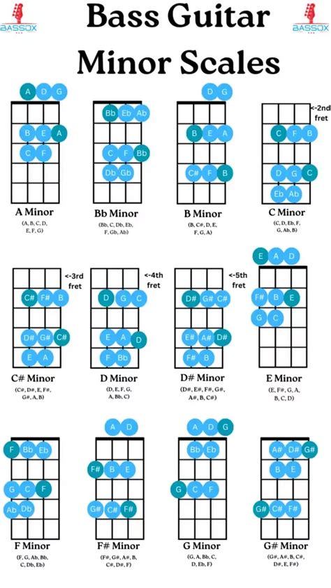 Minor Scales On The Bass Guitar (Infographic & Guide) - BassOx in 2023 ...