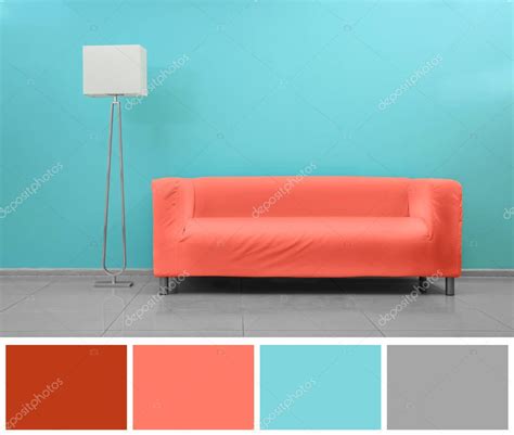 Salmon colored furniture | Palette with salmon color — Stock Photo ...