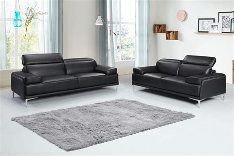 Contemporary Black Leather Living Room Sofa Set Minneapolis Minnesota J ...