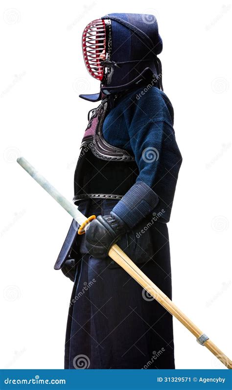 Profile of Equipped Kendo Fighter with Shinai Stock Image - Image of ...