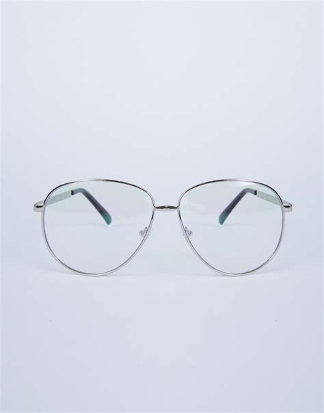 Thin Framed Clear Glasses - Clear Aviator Glasses - Thin Metal Frame ...