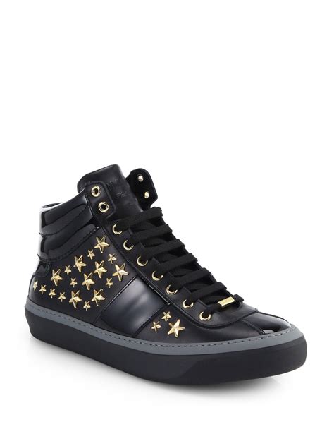 Jimmy Choo Belgravia Leather High-Top Sneakers in Black for Men (BLACK ...