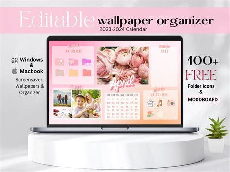 Pastel Desktop Wallpaper Organizer, Pink Gradient MacBook Wallpaper ...