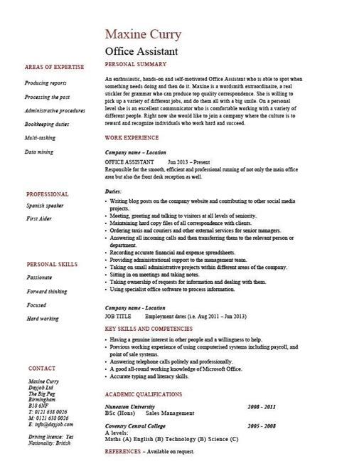 Office Assistant resume, administration, example, sample, references, tying, staff, work, l ...