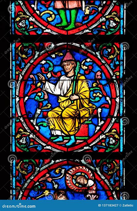 Colorful Stained Glass Window in the Notre Dame Cathedral in Paris ...