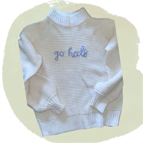 Ladies Sweater UNC Tar Heels Football Hand Embroidered Go Heels - Etsy