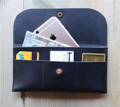 Women's Black Leather Wallet - Etsy