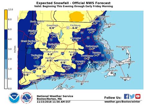 7 maps predicting how much snow will fall in Massachusetts