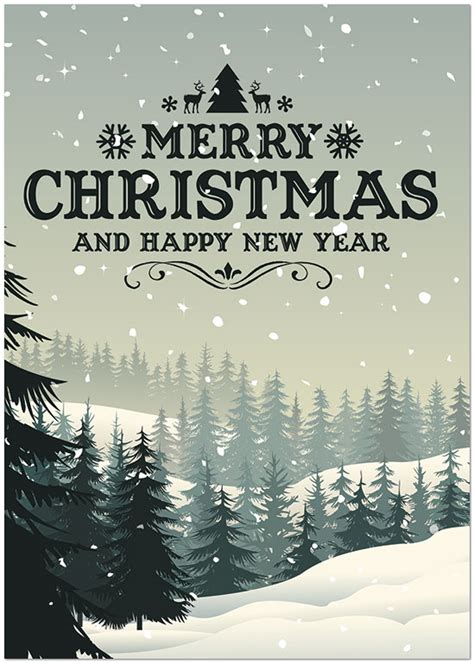 Snowy Evergreens Holiday Card | Business Greeting Cards | Posty Cards