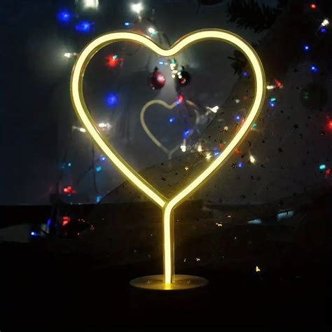 Neon Heart Light Led Neon Signs Night Light Room Decor Heart - Temu