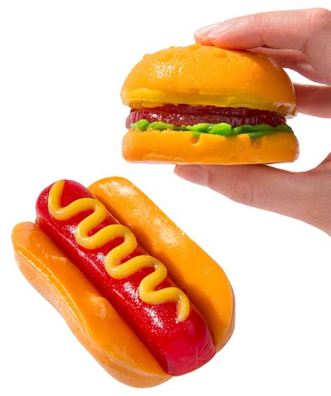 Gummy Fast Food: Hot dog and cheeseburger made of gummy.