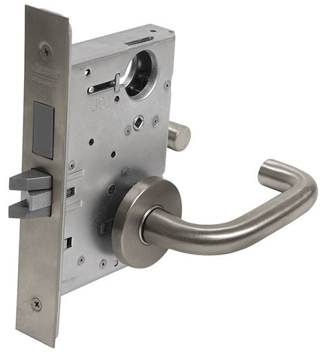 CORBIN Heavy Duty Mortise Lockset, Mechanical, Not Keyed, Satin Stainless Steel, 2-3/4" Backset ...