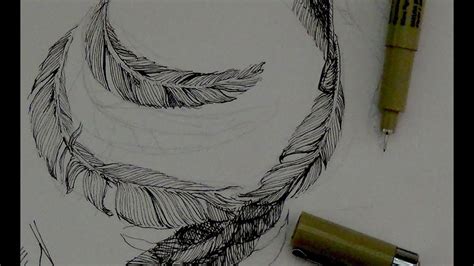 Pen & Ink Drawing Tutorials | How to draw feathers with pen & ink - YouTube