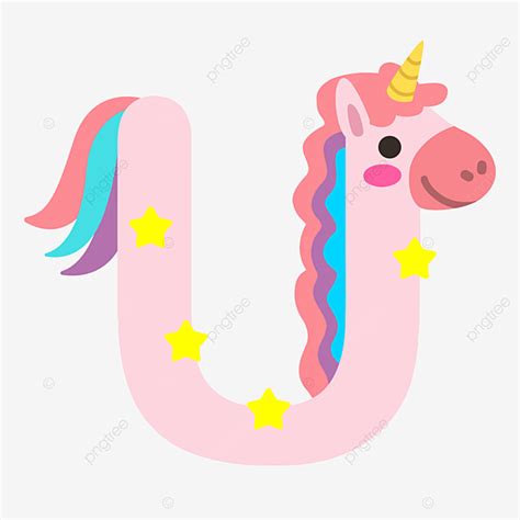 Letter U Clipart Hd PNG, Flat Cartoon Alphabet Animal Cute Unicorn ...