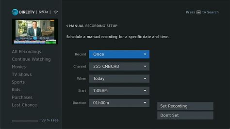 Can you create a manual recording on a DIRECTV DVR... so it's like a VCR? - The Solid Signal Blog