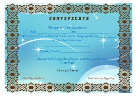 Star Naming Certificate Templates (15+ Free Official Looking with Star Naming … | Certificate ...