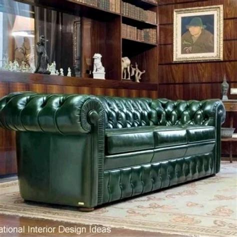 Forest Green Leather Sofa | Baci Living Room