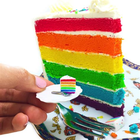 Rainbow Cake Slice Charm - Thepigbakesclay