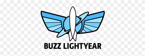 the buzz lightyear logo is shown on a white background, with blue wings ...