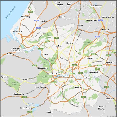 Bristol Map, England - GIS Geography