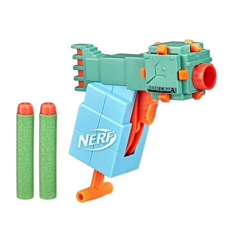 Buy NERF Micros Minecraft Guardian Mini Blaster, Minecraft Guardian Mob Design, Includes 2 ...