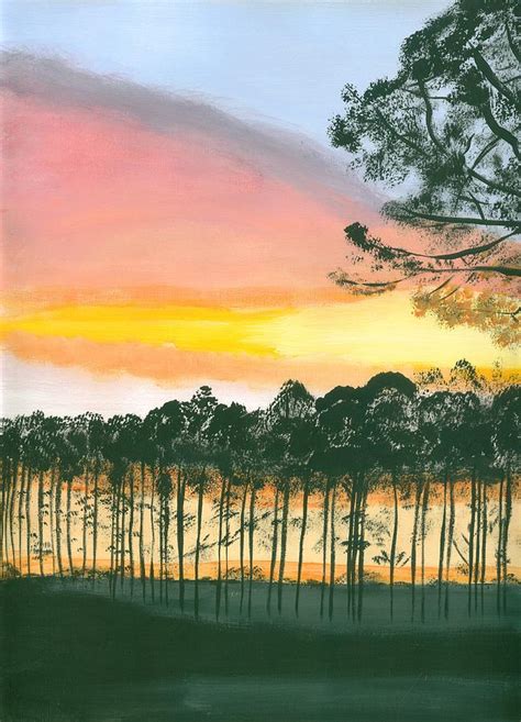 Sunset Forest Painting by Kecia Ellis - Fine Art America