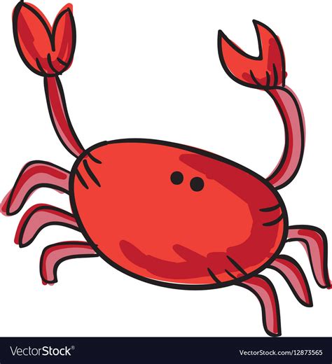 Crab cartoon drawing icon Royalty Free Vector Image