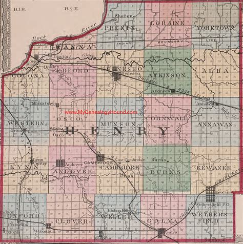 Henry County, Illinois 1870 Map