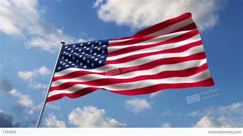 USA Flag Waving Against Time-lapse Clouds Background Stock Animation | 1134933