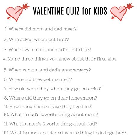 A Family Valentine's Day and a Valentine Quiz for Kids - Brooke Romney Writes