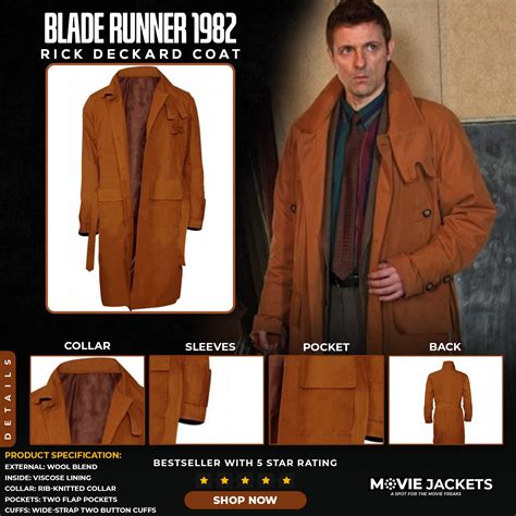 Rick Deckard Coat - Blade Runner 1982 Trench Coat