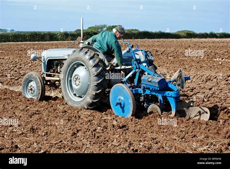 a vintage tractor at a " ploughing match " near truro in cornwall, uk Stock Photo, Royalty Free ...