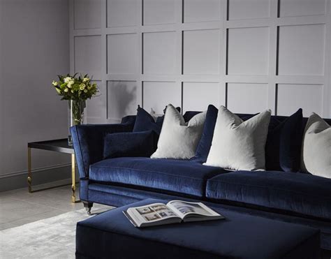 Velvet Sofa. | Living room panelling, Blue sofas living room, Blue ...