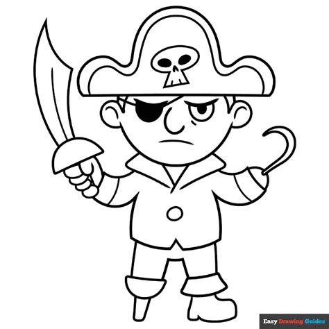 Cartoon Pirate Coloring Page | Easy Drawing Guides