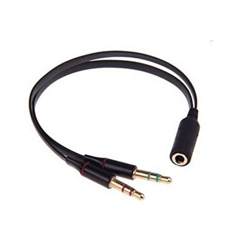 headphone splitter for computer 3.5mm female to 2 dual 3.5mm male headphone mic audio y splitter ...