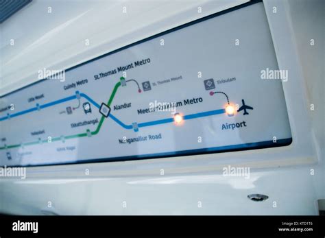 Chennai Metro Rail showing the airport map and light indicating the ...