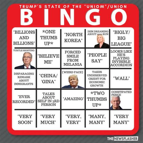 Have Fun with Our Trump’s State of the Union Address Bingo Card ...