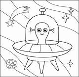 Premium Vector  Coloring Page Alien In Flying Saucer Black And White sketch template