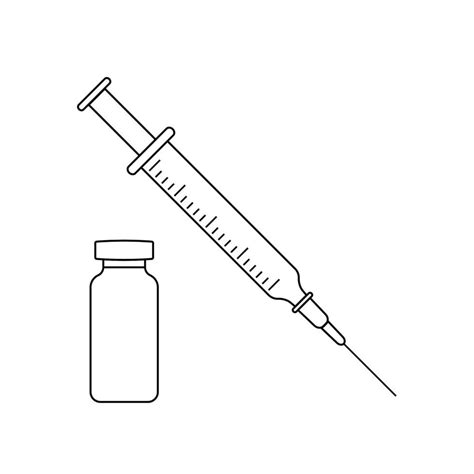 Syringe with needle and vaccination vial, Vaccine injection icon for ...