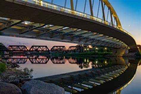 Main Street Bridge at Night Editorial Photo - Image of scenery, clouds ...