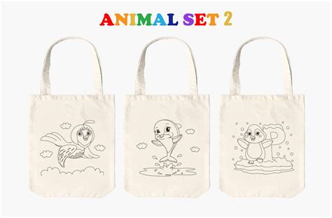 Set of 3 Canvas Coloring Tote Bags for Kids Washable | Etsy