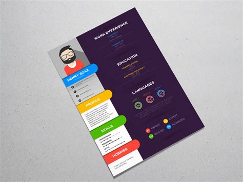 Free Stylish Colorful Resume Template with Flat Design