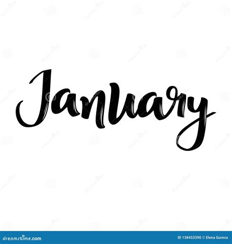 January Month Name. Handwritten Calligraphic Word. Bold Font. Stock Vector - Illustration of ...