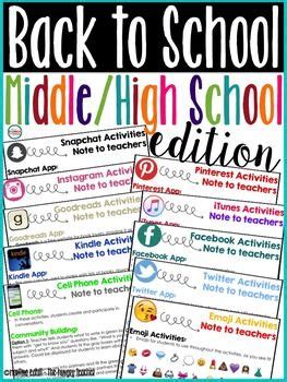 Back to School Social Media Activities for Middle School and High ...